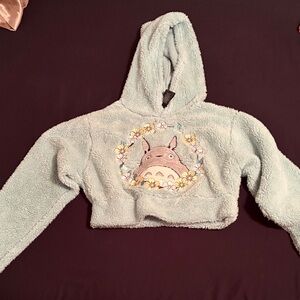 Hot Topic Light Blue Fuzzy Hooded Sweater